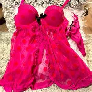 True Desire Pink Lingerie panty with black bow, Medium, NWOT